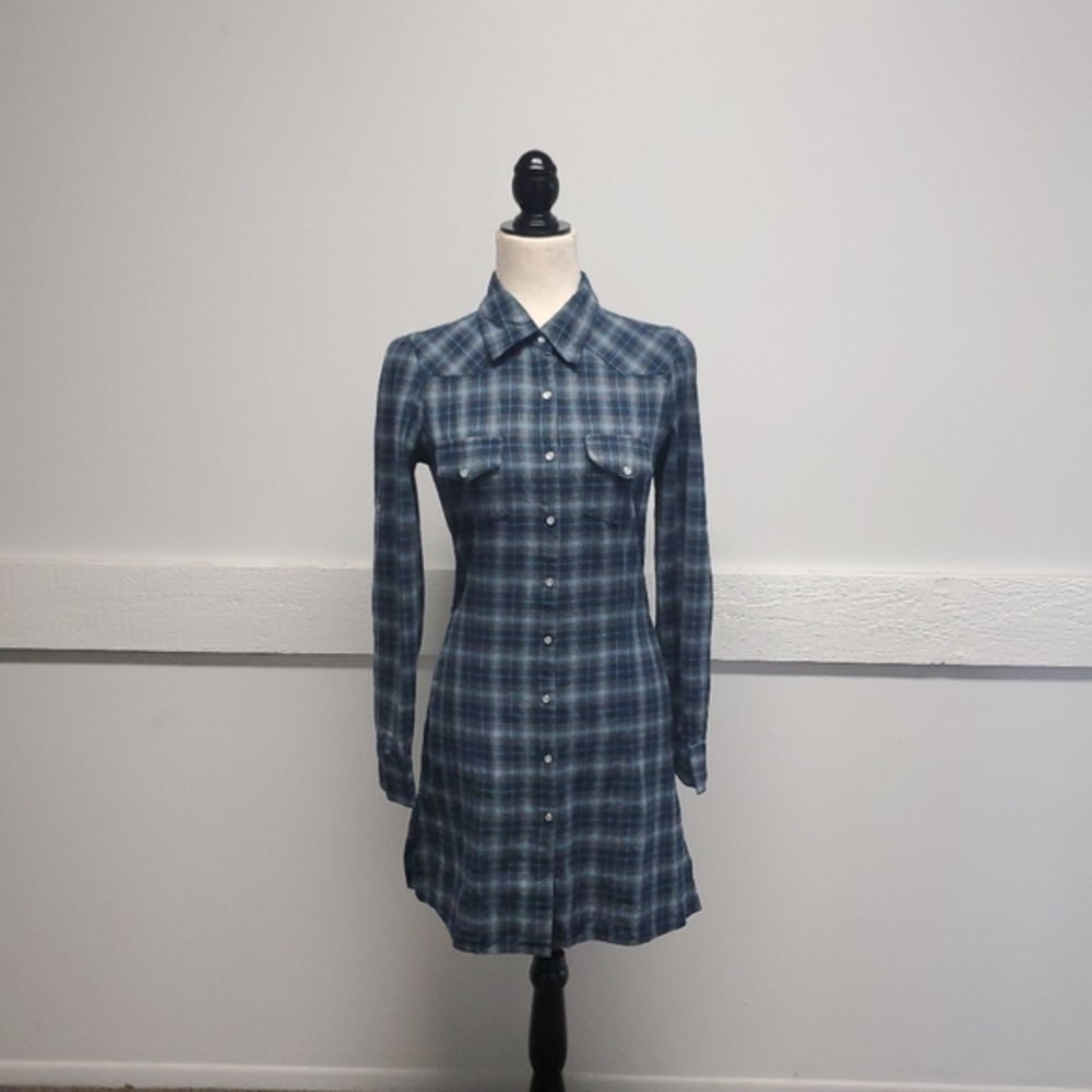 Plaid Button Up Dress S